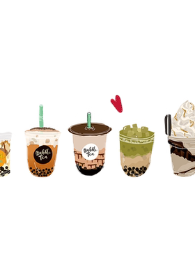 奶茶店玻璃门贴纸冷饮冰淇淋贴画