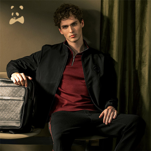 CANUDILO 拉链立领夹克男商务休闲外套 卡奴迪路秋装