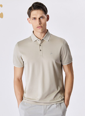 CANUDILO/卡奴迪路新品蚕丝短袖POLO衫男士通勤百搭