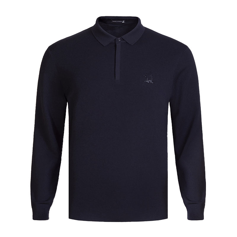 【烫钻工艺】CANUDILO/卡奴迪路 熊猫翻领羊毛POLO衫男羊毛衫
