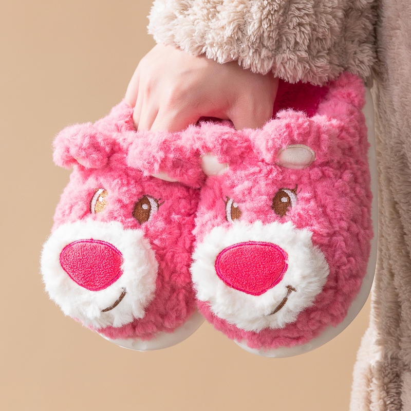 草莓熊儿童棉拖鞋毛绒保暖可爱