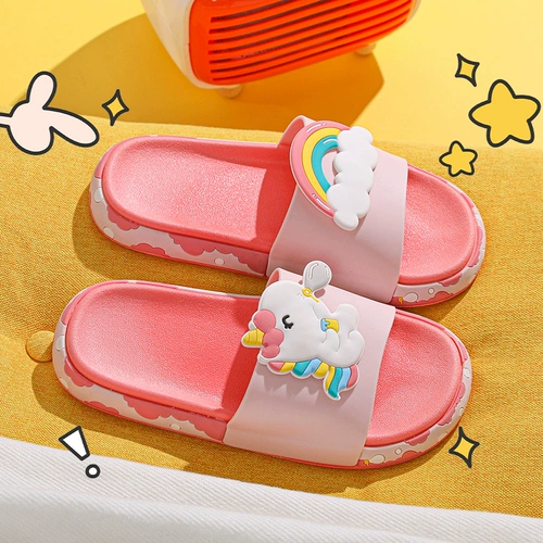 Летние детские слайдеры, тапочки, нескользящая мультяшная обувь, семейный стиль