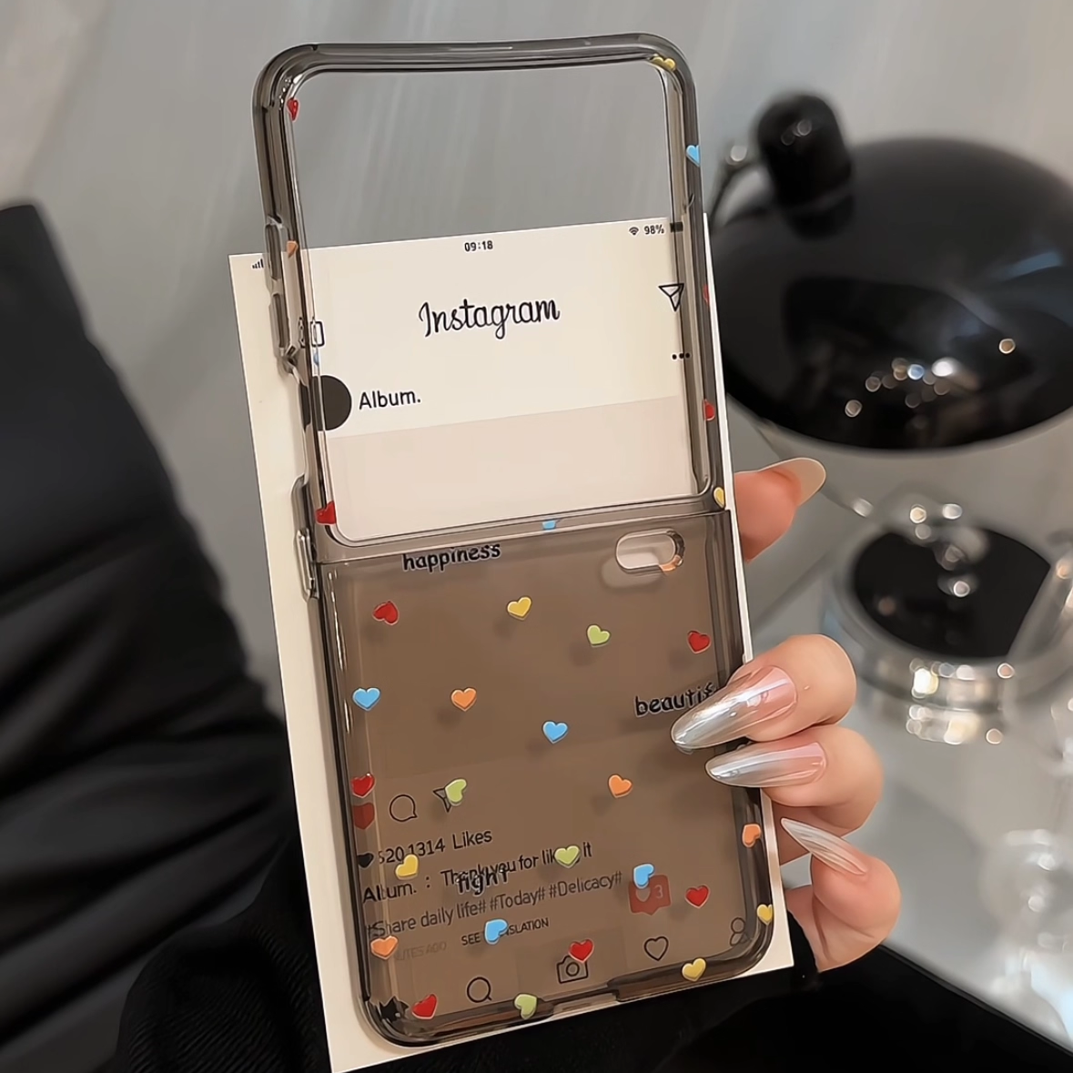 适用华为荣耀MagicVflip直边手机壳新款防摔折叠屏软壳vflip翻盖保护套荣耀MagicVflip2超薄全包彩色爱心波点