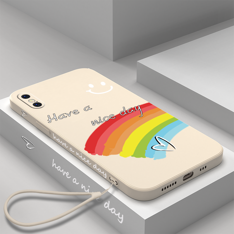 ins英文笑脸彩虹苹果x手机壳液态硅胶iphone8plus镜头全包防摔xsmax简约保护套xr男女新款7plus软壳i7/8p适用使用感如何?