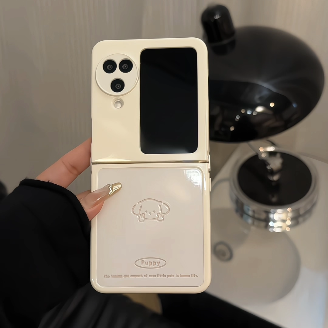 适用OPPOFINDN3FLIP奶油折叠手机壳find新款n3flip折叠屏保护套FINDN2FLIP超薄全包防摔比耶线条小狗