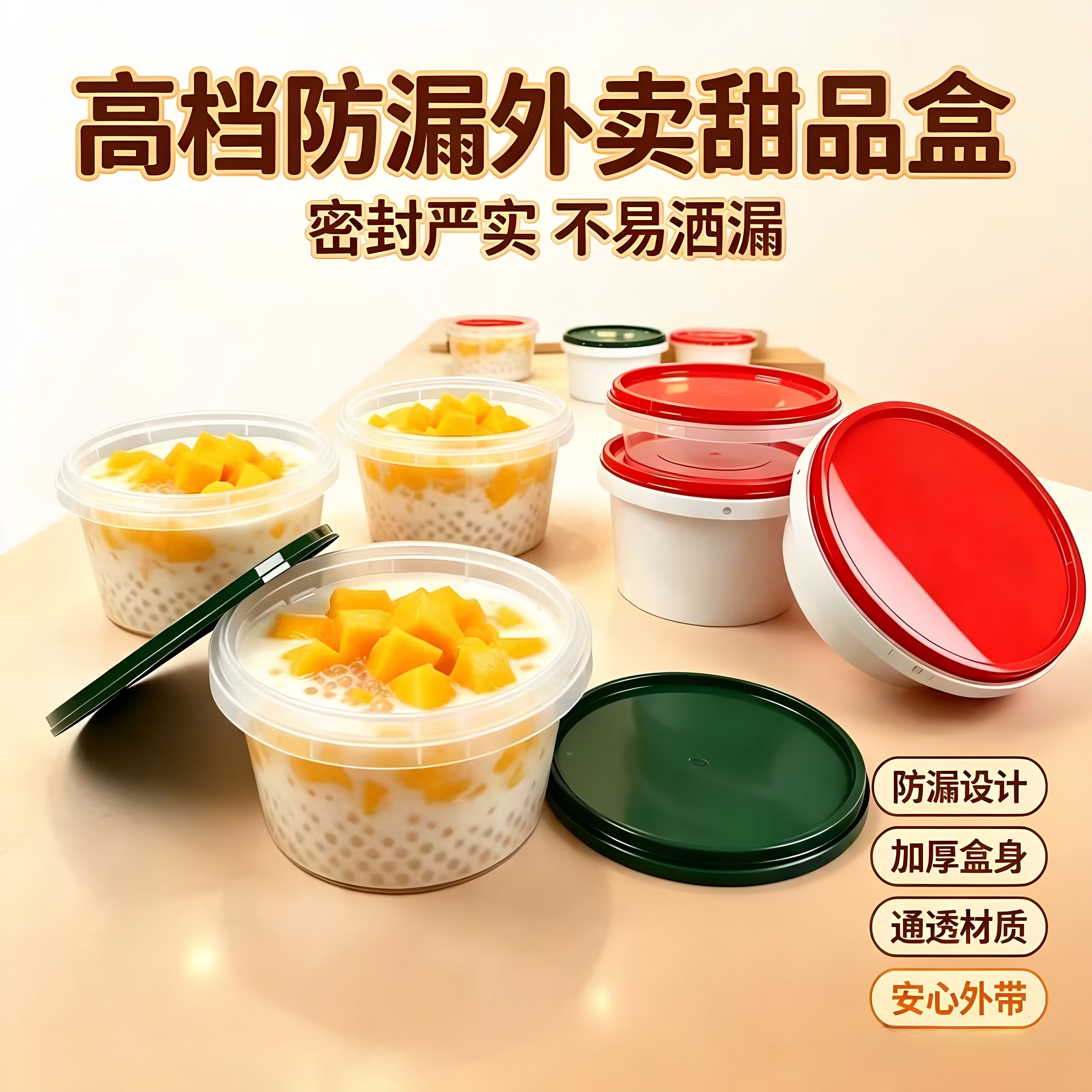 一次性加厚塑料汤碗密封图片