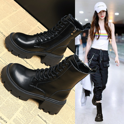 真皮短靴靴子马丁靴女2025新款女款秋季秋冬女靴英伦风厚底鞋女靴