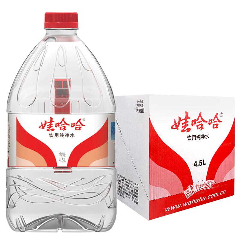 娃哈哈纯净水饮用水4.5L*4桶整箱小瓶会议用水家庭用水大桶