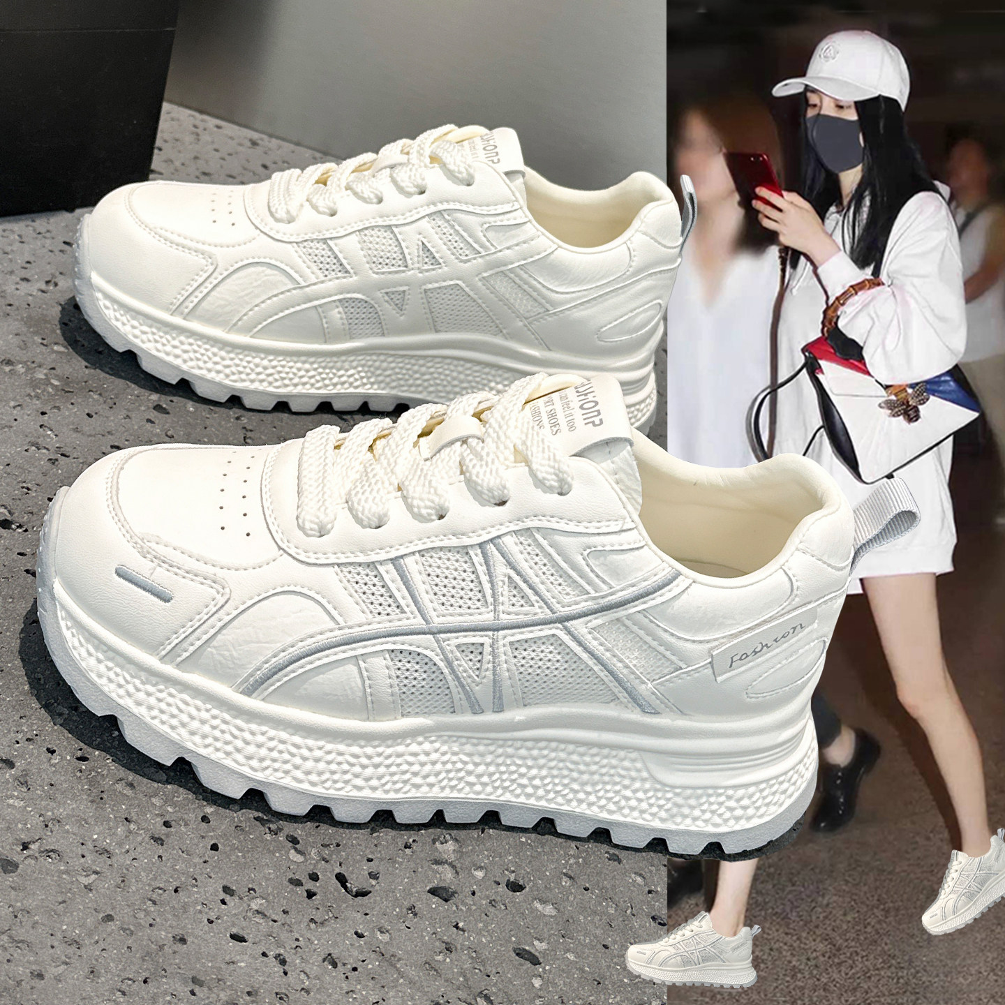 超火透气网面轻便德训鞋女2026夏季新款爆款不累脚运动休闲小白鞋