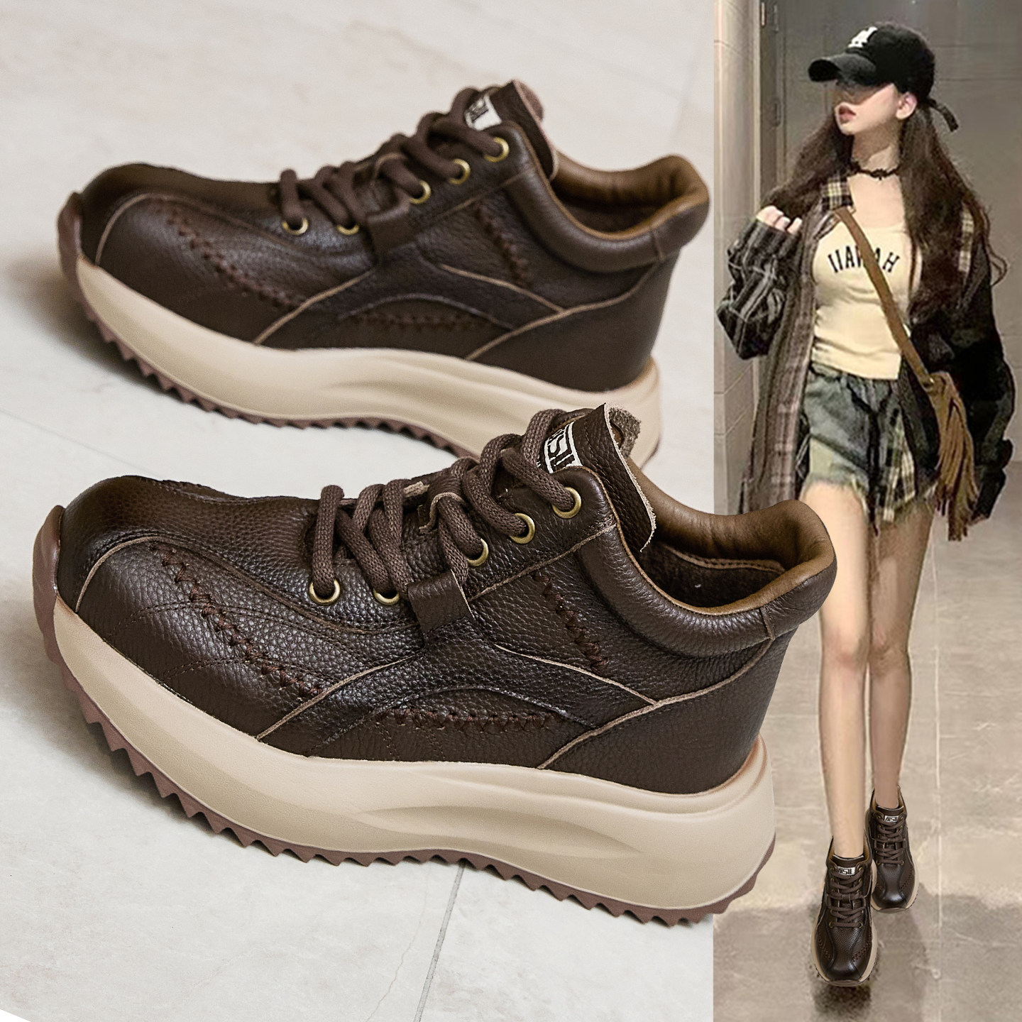 复古真皮轻便高帮运动鞋女2025冬季新款爆款加绒厚底休闲阿甘棉鞋,女鞋,高帮鞋,淘宝优惠券,粉丝福利购,淘宝优惠卷