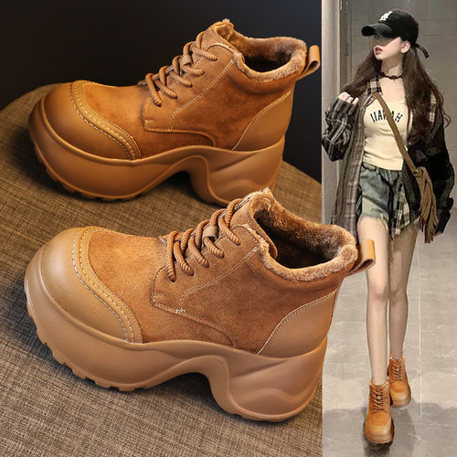 复古真皮加绒马丁靴保暖厚底短靴
