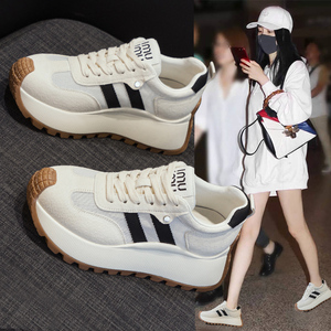 夏季网鞋女透气网面德训鞋子2024新款爆款厚底松糕休闲运动老爹鞋