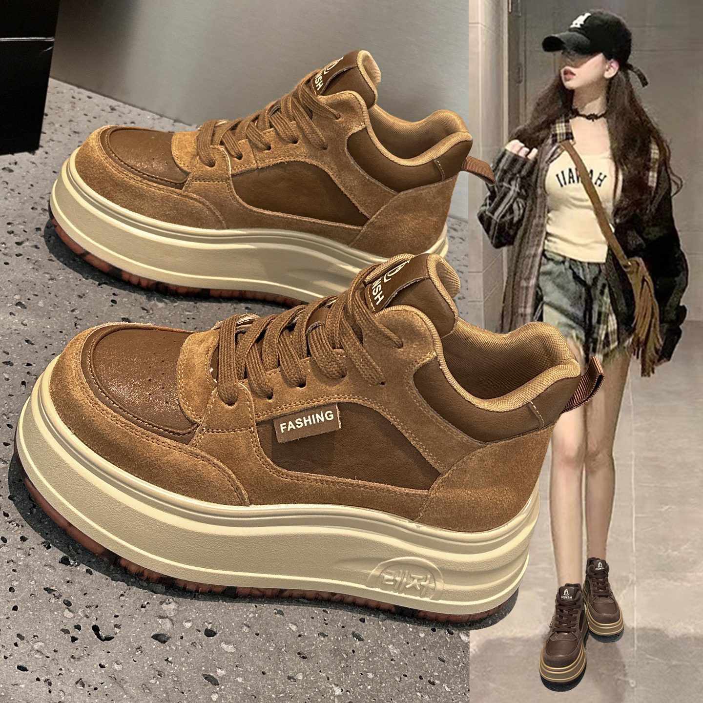 欧洲站复古加绒高帮鞋女2026冬季新款超火厚底增高运动休闲松糕鞋