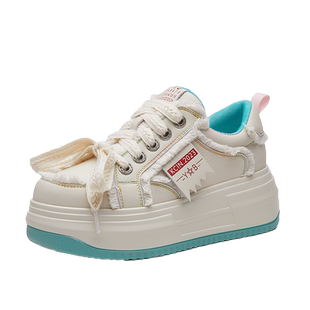 真皮超火小白鞋女2026春季新款爆款厚底松糕小个子运动休闲乞丐鞋