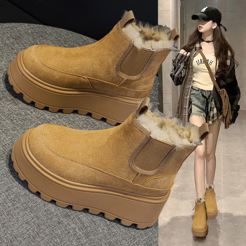 雪地靴加绒加厚厚底切尔西马丁靴