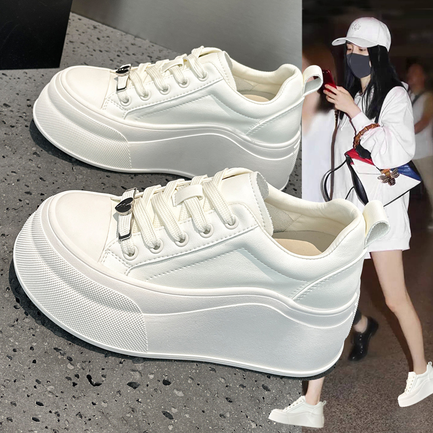 春季内增高真皮小白鞋女鞋2026新款百搭洋气厚底巨好看圆头休闲鞋,女鞋,时尚休闲鞋,淘宝优惠券,粉丝福利购,淘宝优惠卷