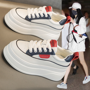 超火内增高轻便厚底小白鞋女鞋2026春季新款爆款小个子真皮休闲鞋