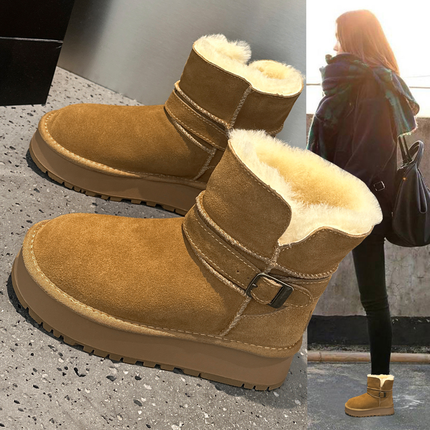 雪地靴女冬季大棉鞋厚底加绒加厚