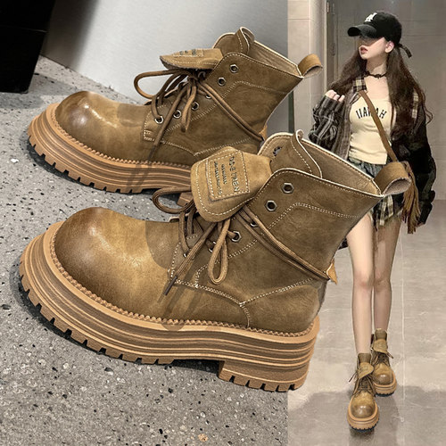 复古马丁靴女英伦风真皮机车短靴