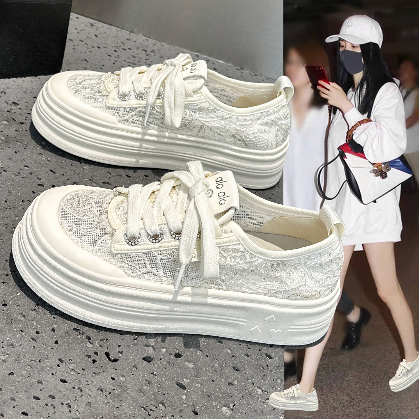 夏季巨好看透气网面渔夫鞋女2026新款网鞋软底板鞋薄款休闲小白鞋
