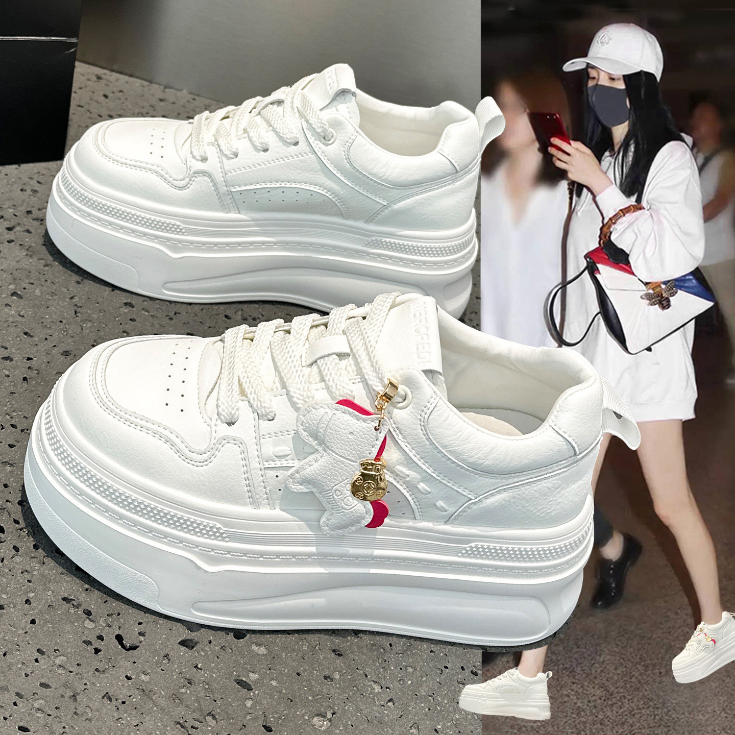 厚底松糕小白鞋女2026春季新款爆款真皮洋气增高小个子运动休闲鞋,女鞋,时尚休闲鞋,淘宝优惠券,粉丝福利购,淘宝优惠卷