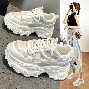 欧洲站加绒厚底老爹鞋女款2025冬季新款时尚水钻增高运动休闲棉鞋