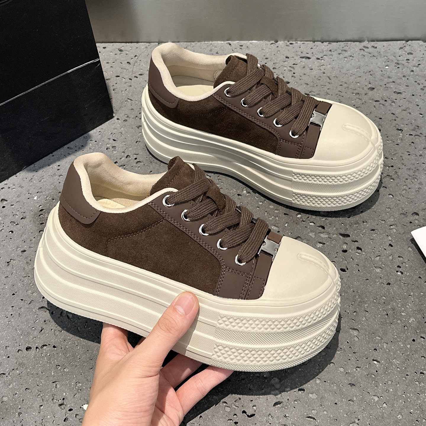 复古大头鞋女舒适厚底休闲运动鞋