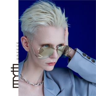 MYTH极简无框飞行员太阳镜超轻合金立体曲线蛤蟆镜时尚 墨镜MS2002