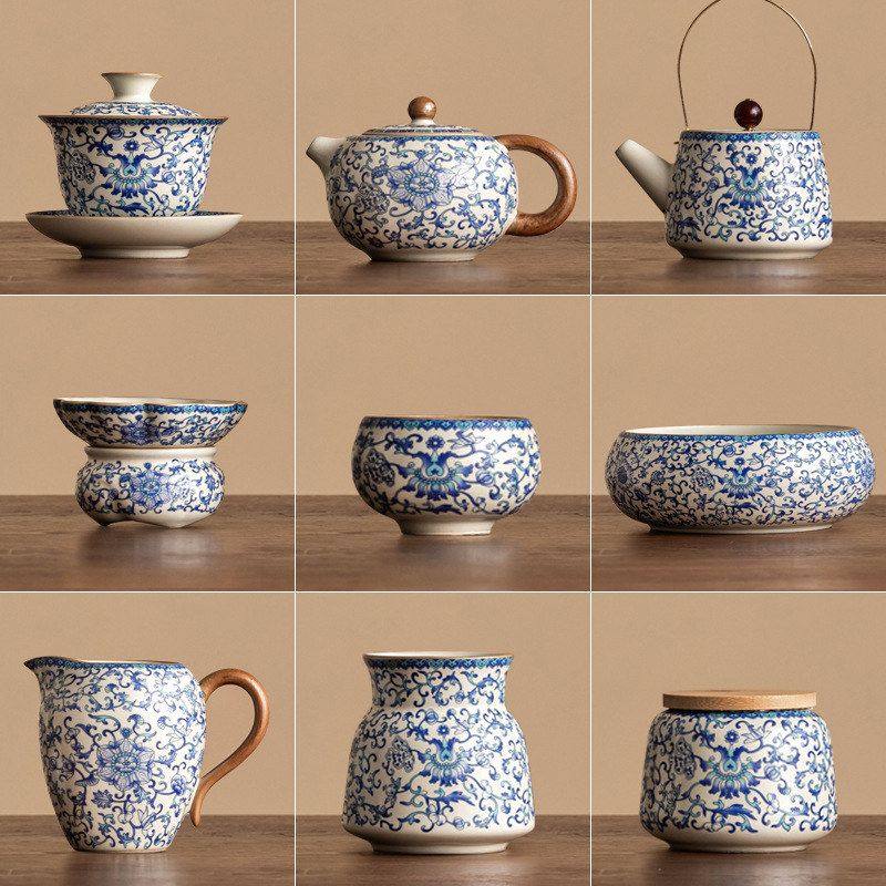 汝窑功夫茶具青花缠枝莲茶壶茶杯主人杯公道杯茶叶罐陶瓷盖碗套装,餐饮具,茶杯,淘宝优惠券,粉丝福利购,淘宝优惠卷