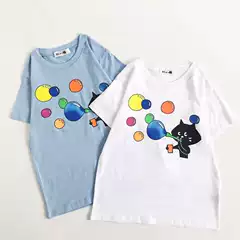 Japanese-Style Surprised Cat 25 Summer New Arrival Fun Print Loose Round Neck Short-Sleeve T-Shirt for Men and Women