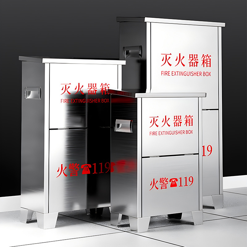 4不锈钢灭火器箱8公斤*2灭火箱落地式干粉消防箱4kg*2灭火