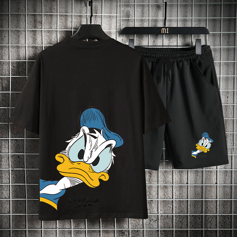 Men's Casual Short Sleeve suit Korean fashion one set of handsome loose net red tide brand two-piece set