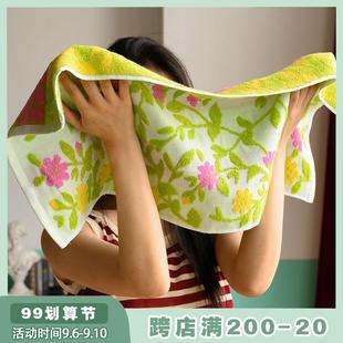 N0I绿色纱布N巾纯不棉女夏柔软吸水家用F7675TSH全棉洗脸面巾成人