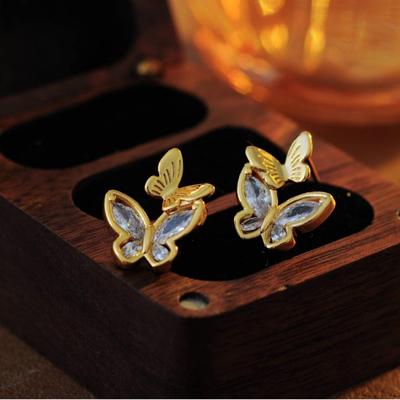 欧美蝴蝶耳环女小众设计2024春夏