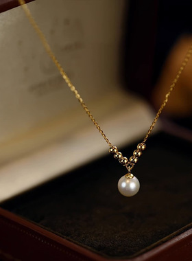 豆豆小灯泡淡水珍珠项链女夏ins冷淡风简约时尚锁骨链轻奢女款
