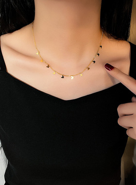 钛钢不掉色蝴蝶项链女轻奢高级感性感百搭气质锁骨链颈链夏季配饰