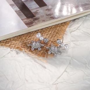 名媛风精致珍珠雪花耳钉时尚气质耳饰925纯银针耳环轻奢高级感女