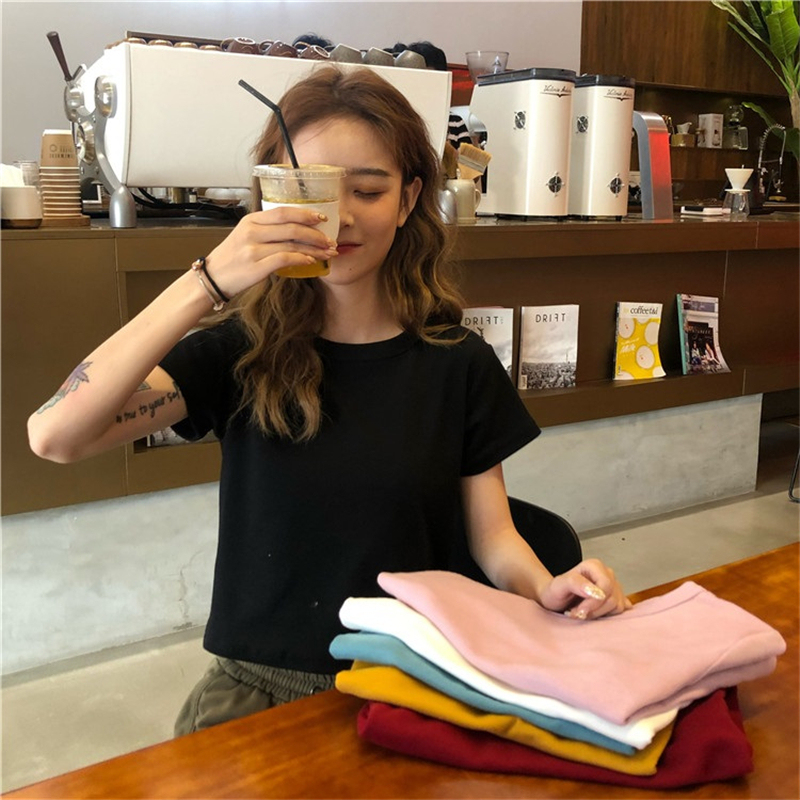 2022年春夏季新款宽松小众设计感短款白色短袖T恤短装上衣女装潮|ruв категории Женская одежда, футболка - от Buy2taobao.com для оказания профессиональной услуги покупки агента Taobao