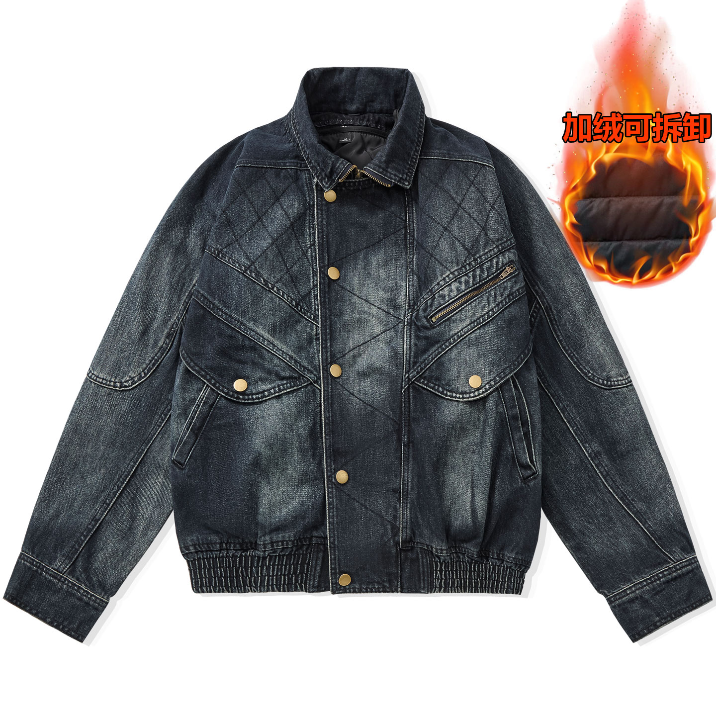 加棉加厚牛仔外套男可拆卸内胆潮