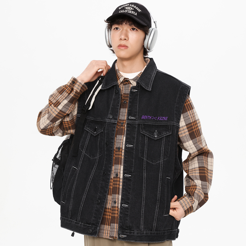 牛仔马甲男潮牌宽松高级感痞帅潮