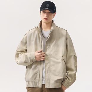 宽松工装 新款 纯棉牛仔外套 春秋季 重磅立领高级感帅气休闲夹克男士