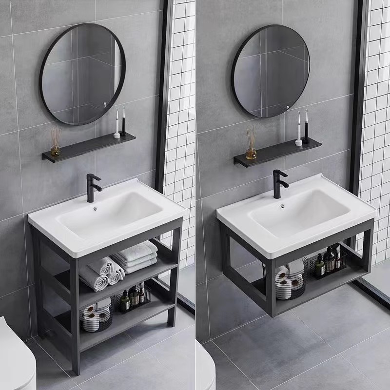 式防潮板浴室柜洗手盆柜组合挂墙式洗脸盆阳台一体洗漱台