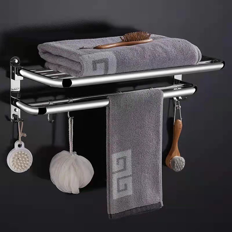 304不锈钢活动折叠架卫生间可免打孔浴室置物架卫浴五金