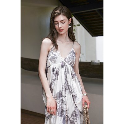miorastudio法式水墨印花连衣裙