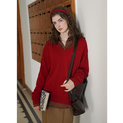 Miorastudio法式复古V领针织衫