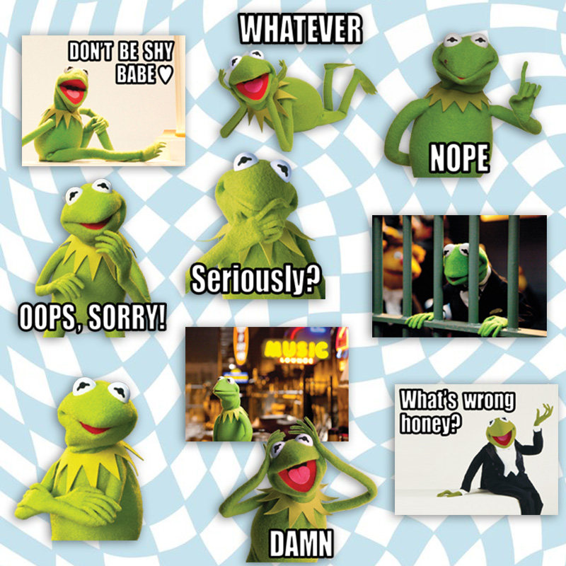 ins风kermit芝麻街科密特青蛙 手帐笔记本电脑手机壳水杯防水贴纸