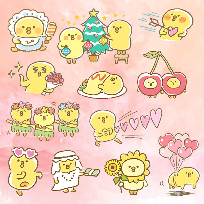 日本mind wave可爱网红卡通小鸡吱吱豆 diy素材手账日记本贴纸