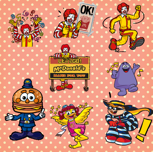 line 可爱麦当劳叔叔系列贴纸 自制手帐周边贴纸 8枚入