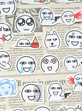 kuso风 搞笑恶搞表情系列 自制手账周边贴纸 38枚入