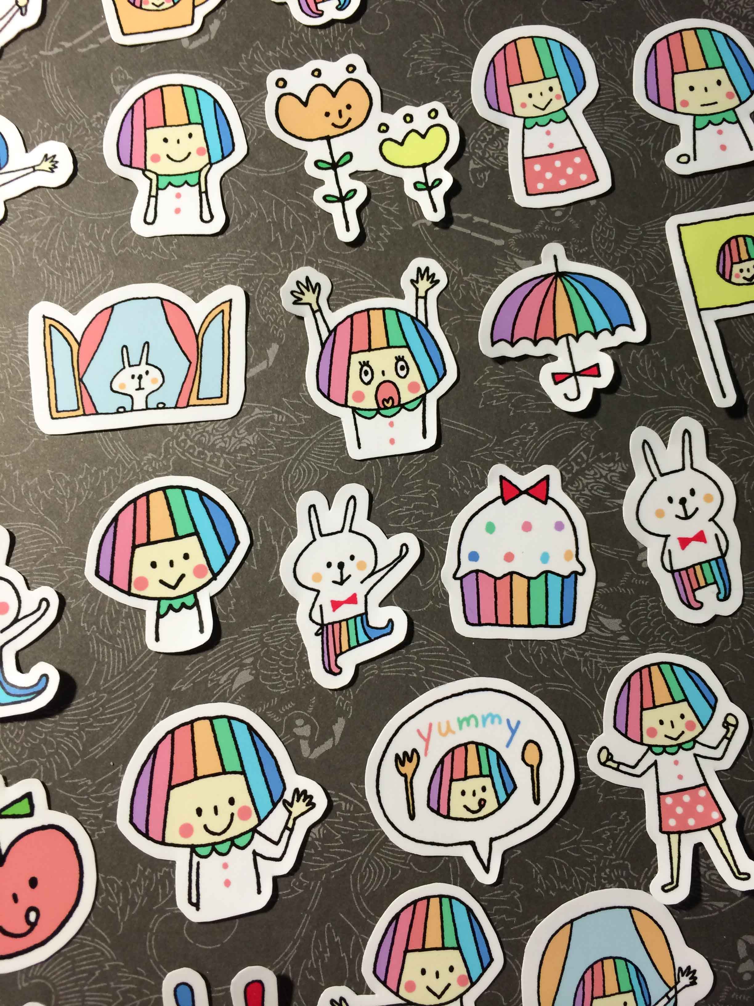 可爱彩虹色小女孩系列贴纸 自制手帐日记周边贴纸 52枚入